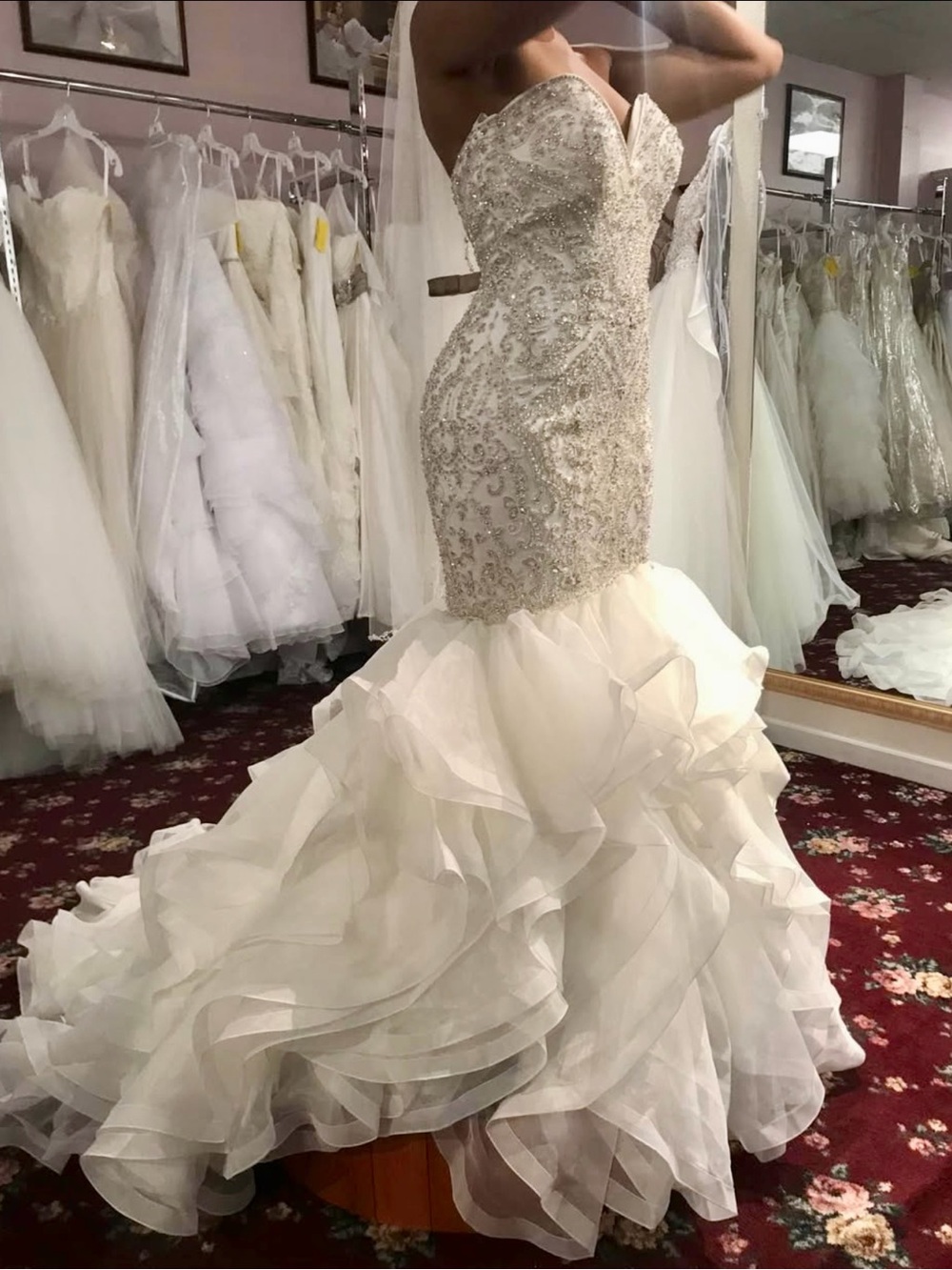 Beaded Strapless Mermaid Wedding Gown in Ivory